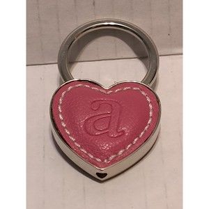 Heart Shaped Keyholder Pink Leather "a" Pull & Twist 1955